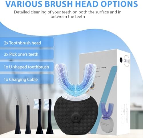 KUOLAO U-Shaped Toothbrush for Adults - 360° Teeth Whitening & Mouth Cleansing, Hands-Free Gums Protection - Fast Charging & LED Light - Waterproof IPX7