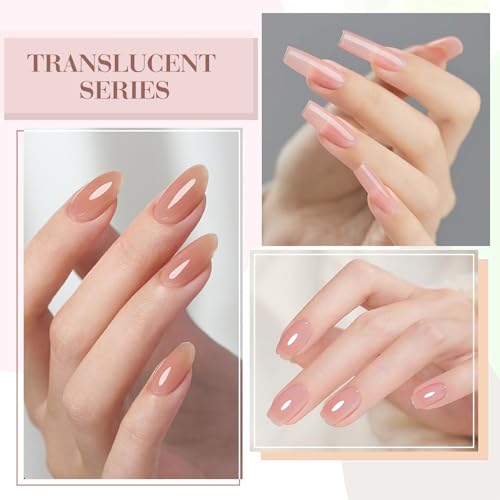 CANNI 6 Colors 9 Ml Sheer Jelly Pink Gel Nail Polish Set- Neutral Transparent Pink Colors Gel Polish Kit, Soak Off LED Nail Gel Manicure Kit DIY at Home Salon Gifts
