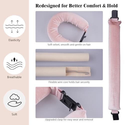 Heatless Hair Curler Set – 4PCS Velvet Overnight Blowout Rods for Heatless Curls, Jumbo Flexible Curling Rods to Sleep In, No Heat Curling Tools for Natural Waves and Curls