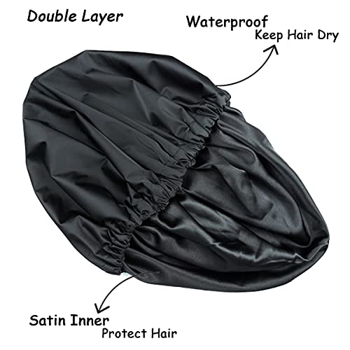 Jumbo Shower Cap for Men and Women with Box Braid, Locs, Long Curly Hair to Prevent Frizz