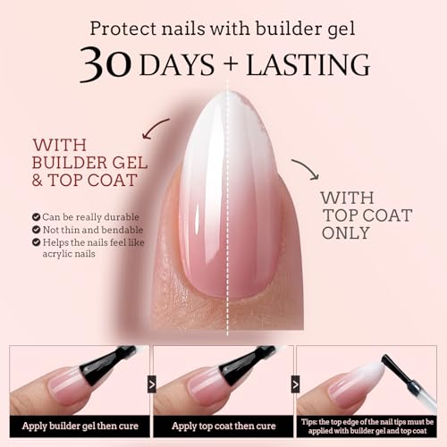 BTArtboxnails XCOATTIPS Ombre Nails - Square Press on Nails Long, 150Pcs Nail Tips Pink White Gradient Soft Gel False Nail Tips Soak Off Fake Nails Extensions DIY 15 Sizes