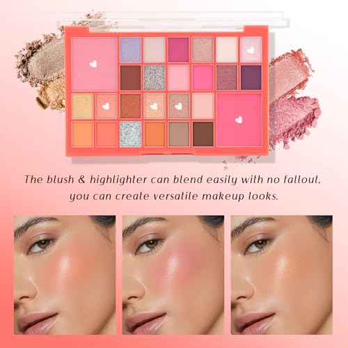 Color Nymph Makeup for Kids丨Kids Makeup Sets for Girls with LED Mirror, Makeup Kit for Teens Non-Toxic with 26-Color Vegan Face Palette Highlighter Lipgloss Eyeliner Brush
