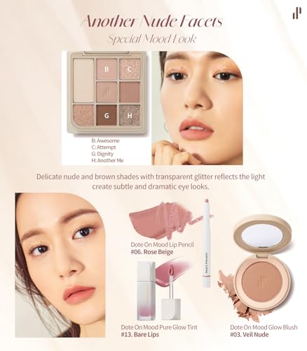 Heart Percent Dote On Mood Eye Palette, Matte & Glitter Nudy Theme Soft & Elegant Look Makeup Eyeshadow (04 Another Nude Facets)