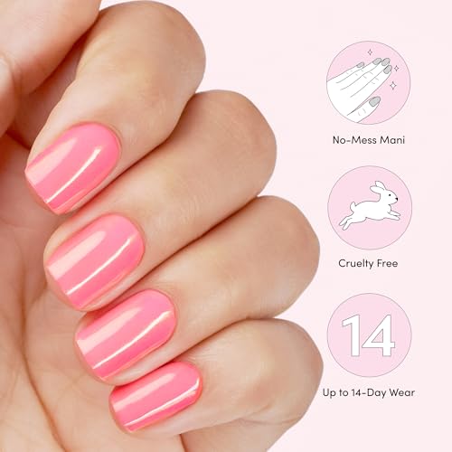 Dashing Diva Glaze Nail Strip Set - Grapefruit Gone Wild - Long Lasting, Chip Resistant, Semi-Cured Gel Nail Strips - Summer Gel Set - 4-Piece Manicure Kit with 32 Strips