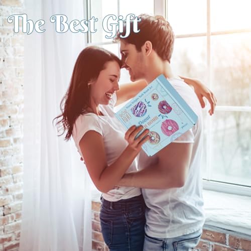 KAV Bath Bombs, 4 Donut Bath Bomb Gift Set, Natural Organic Bubble Bathbombs for Women, Gifts Stocking Stuffers Christmas Easter Self Care Gift Set for Ladies Girls Kids - 4 Scents