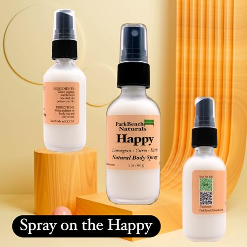 Happy Aromatherapy Body Spray – Bright, Citrusy & Uplifting with essential oils of Lemongrass + Citrus + Herbs