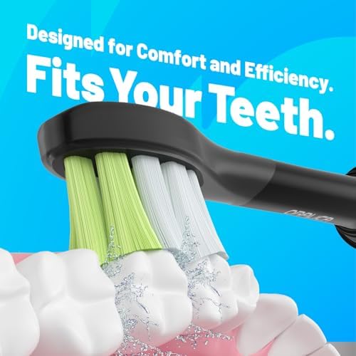 Compatible for Philips Sonicare W DiamondClean Replacement Toothbrush Heads HX6062 HX6063 HX6064, Whitening, Plaque Stain Removal with Medium Bristles and Tongue Cleaner Rubber (Black, 10 Count)