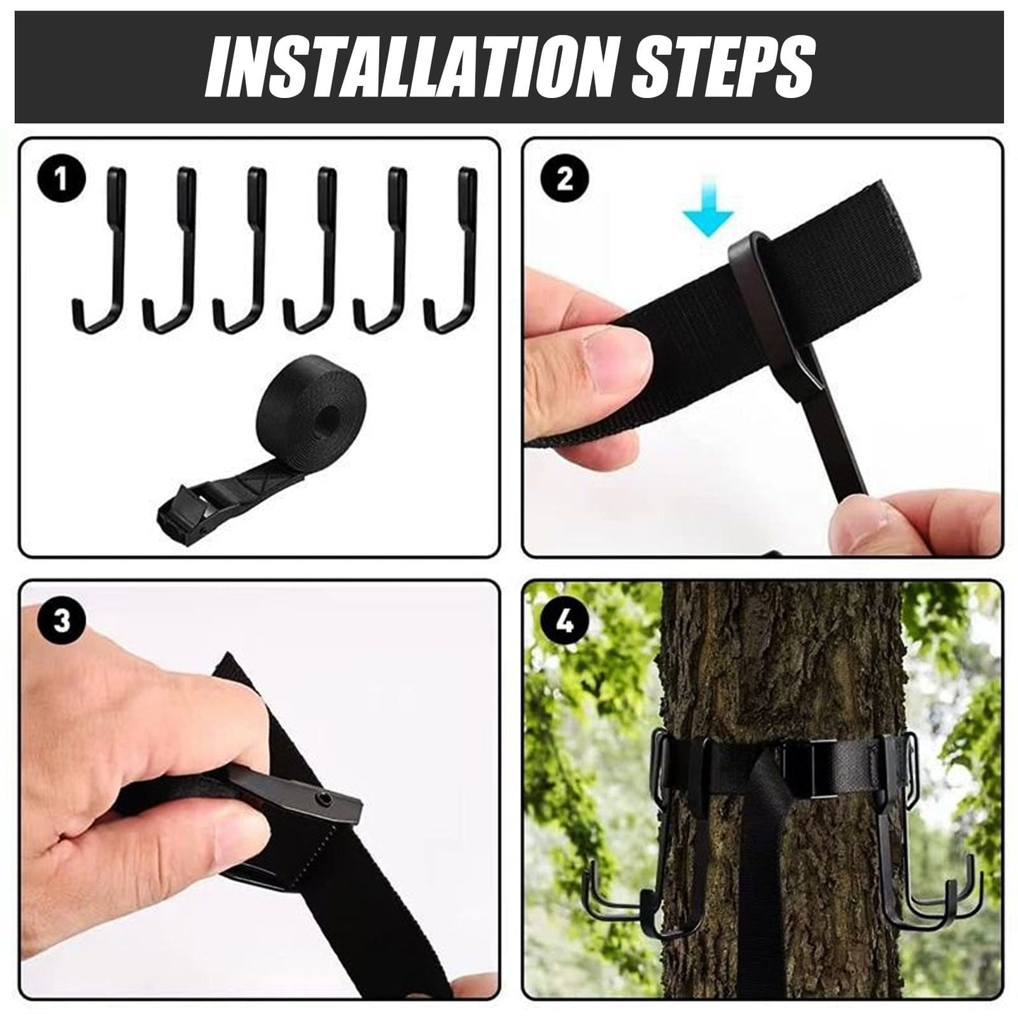 CIMAXIC 1 Set of Tree Stand Gear Hangers Hooks Black for Mountaineering