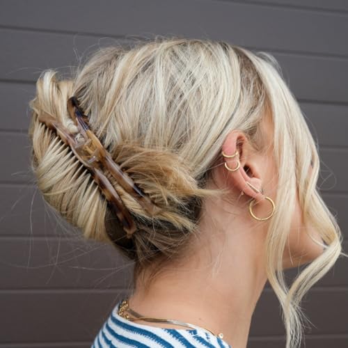 KAXI The ORIGINAL Hold Everything Hair Claw - Perfect for Thick & Thin Hair Straight, Wavy & Curly, Strong Clip With 52 teeth & Many Colors to Choose (Light Tortoise)