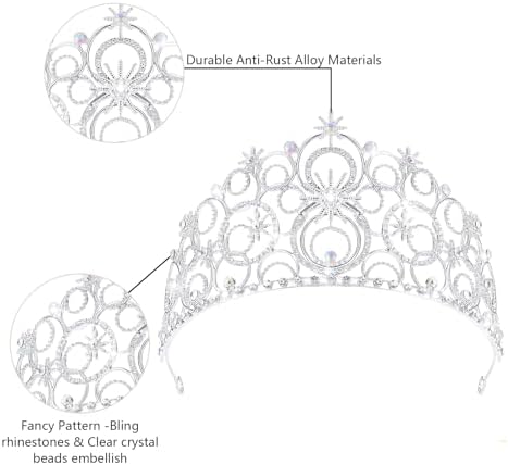 Crystal Crowns for Women, Crystal Bubble TiaraBride Royal Queen Headband Princess Headpieces for Women Bridal Wedding Prom Birthday Party Crowns