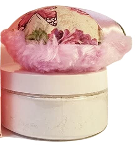 Carnation Scented Silk Dusting Powder Set - 8 oz Jar Talc Free - Silky Pink Body Puff