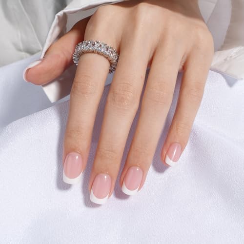 Canvalite Soft Gel French Tip Nails, 180 Pcs Extra Short Press on Nails for Women Flexible Pre-Painted White French Tip Gel Nails Nail Tips No File Need DIY Manicure Gifts for Women, Glue Not Included