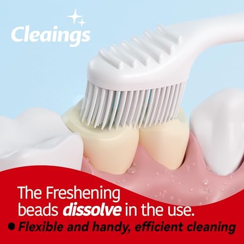 cleaings® Mini Brushes-Disposable Toothbrushes with Double Cleaning Beads Toothpaste and Pick for Work or Travel, 20 Count-Mint Flavor（Pack of 1）