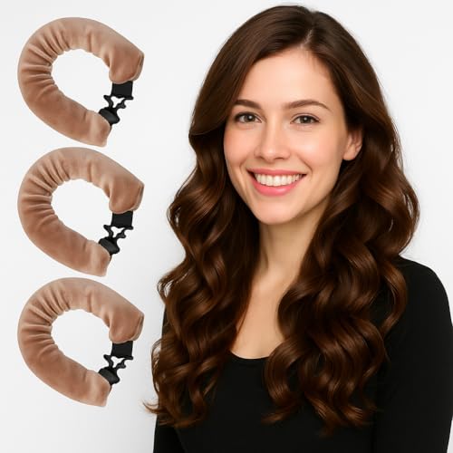 Heatless Hair Curler 4pcs Heatless Curling Rod Overnight Soft Hair Rollers to Sleep No Heat Curls Overnight Curlers for All Hair Types (Braun) Healthy and Stylish, No Heat Needed