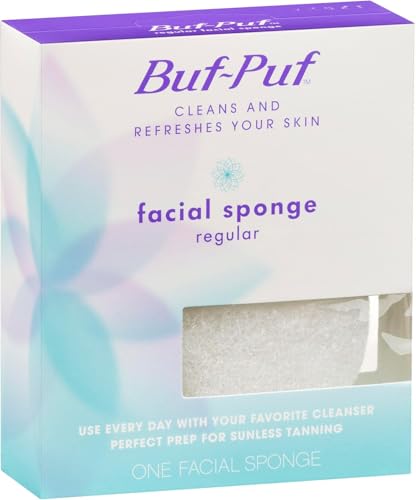 Buf-Puf Facial Sponge, Dermatologist Developed, Removes Deep Down Dirt & Makeup That Causes Breakouts and Blackheads, Reusable, Exfoliating, White, 3 Count