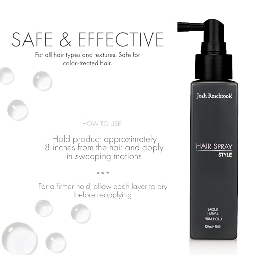 Josh Rosebrook Hair Spray Firm hold Hair Spray to control any hair style while encouraging strong hair growth. - 120mL - 4oz