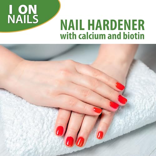 I On Nails Hardener with Calcium Biotin, Longer, Stronger, No More Brittle Nails Base Coat, Clear