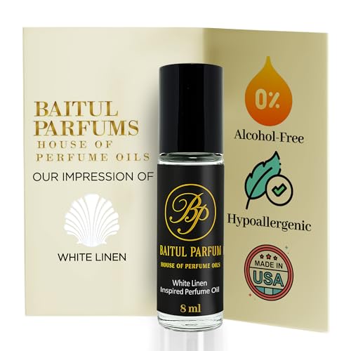 Comparable to White Linen Alcohol-Free Perfume Oil for Men & Women – Long Lasting Fragrance, 98% True-to-Scent, Clean Perfume, Travel Size Roll-On Glass Bottle – 8ml, Floral, Powdery, Green