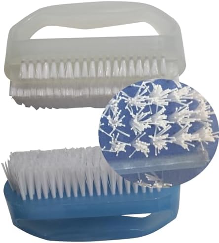 Coralpearl Nail Brushes X 2 for Cleaning Hand Finger Foot Toe with Cuticle Remover, Small Scrubber Cleaner with Handle, Soft Scrub Set for Fingernail Manicure, Toenail Pedicure, Gardener, Mechanic
