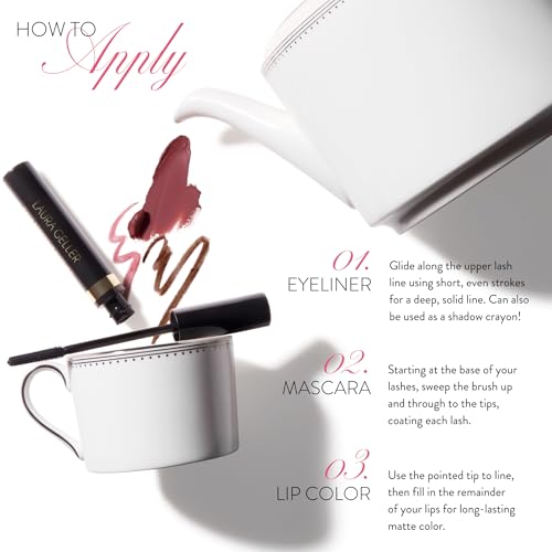 LAURA GELLER NEW YORK The Kajal Collection 3PC Makeup Kit - Kohl Eyeliner Crayon, Mascara & Matte Lip Color - Limited Edition Eye & Lip Makeup Gift Set - Perfect for Mother's Day, Birthday, Gifting