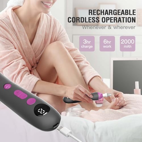 Callus Remover for Feet, Electric Foot Callus Remover - 8 Grinding Heads, 9 Speeds, Rechargeable Foot File - Professional Pedicure Tool for Hard Skin, Calluses & Cracked Feet