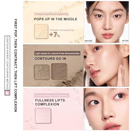 Judy Doll Contour Palette, 2 In 1 Face Highlight Contour Palette, Shades with Highlighter Makeup, Non-greasy, Lasting Sparkling, Sculpt the Face Makeup (#01 Water Waves, 0.32oz)