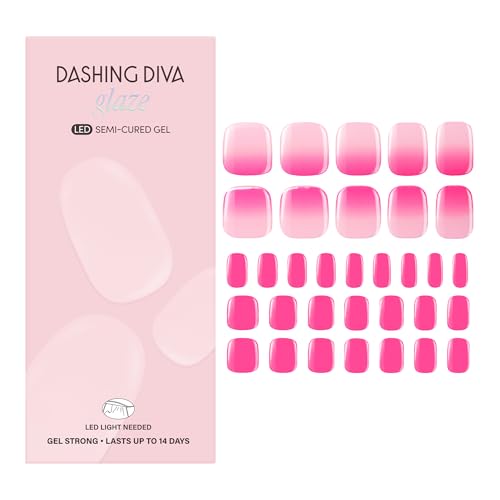 Dashing Diva Glaze Pedicure Nail Strip Set - Dragon Fruit Sorbet - Long Lasting, Chip Resistant, Semi-Cured Gel Nail Strips - Summer Gel Set - 4-Piece Pedicure Kit with 32 Strips