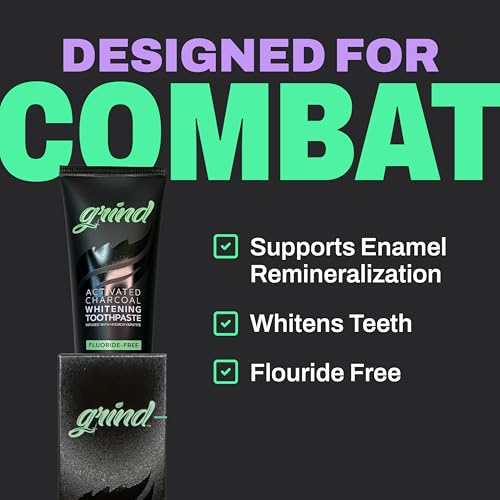 Grind Fluoride Free Hydroxyapatite Toothpaste, Theobromine, Activated Charcoal, Whitening, Dentist Recommended, Natural, Made in USA, 4 oz, 2 pk