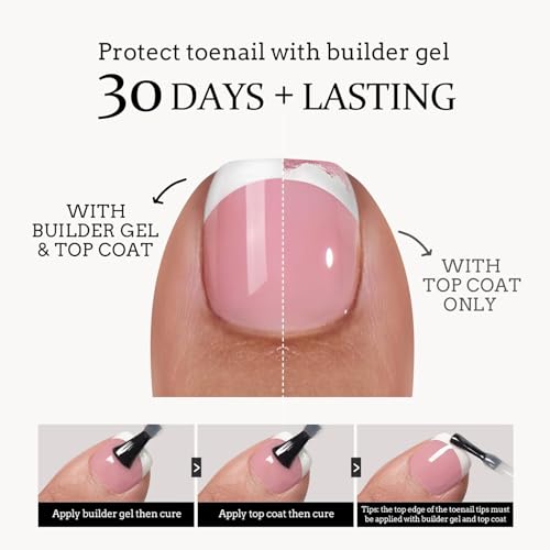 BTArtboxnails XCOATTIPS Toe Nail Tips - Short French Tip Press On Toenails, 160Pcs Pink Soft Gel Toe Nail Tips, Soak Off Fake Toe Nail Extensions