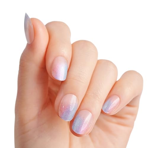 KISS Salon X-tend LED Gel Nail Kit Press On Nails, 'Changed', Multicolor, Short Oval, 30 Fake Nails, Soft Gel Nail Glue 5 ml (0.16 US fl. oz.), Prep Pad, Manicure Stick, & Mini Nail File