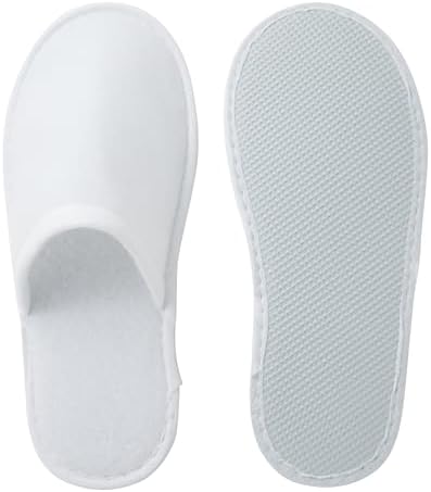 Juvale Disposable Slippers for Guests - Men's US 10/Women's US 11 Medium - White Closed-Toe Cotton EVA Slip-Resistant Sole - Individually Wrapped Spa & Hotel House Slippers Bulk 24 Pairs