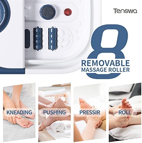 Collapsible Foot Spa Bath Massager with Heat, Bubbles, Pedicure Foot Spa with 8 Rollers, Tub for Stress Relief, Soaker with Mini Acupressure Massage Points & Temperature Control