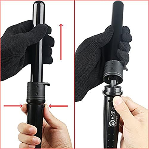iMissiu Tourmaline 3 in 1 Curling Wand Set with 3 Interchangeable Curling Iron Ceramic Barrels with Heat Resistant Glove – Black