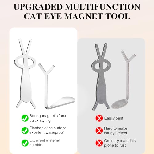 Cat Eye Nail Magnet Tool Set,2Pcs Cat Eye Magnet for Nails Pcs Stainless Steel Heart & Rabbit Cat Eye Nail Magnet Tool for Cat Eye Gel Nail Polish,Perfect for DIY or Nail Salon