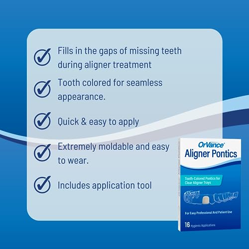 Aligner Pontics - Original (Medium) Shade (16 Count) | Temporary Tooth Replacement for Invisalign, Aligner Trays and Clear Retainers During Orthodontic Treatment