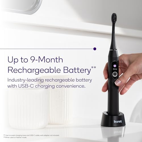 Burst Pro Sonic Advanced Electric Toothbrush for Adults (Black) | Soft Bristles | 33,000 Vibrations | Long-Lasting Battery and Multiple Brushing Modes