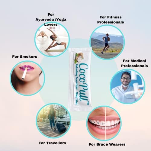 CocoPull - Organic Oil Pulling 14 Packets/Sachets with Coconut and Peppermint Oil for Healthy Teeth, Gums, Bad Breath Remedy. Natural Teeth Whitening.