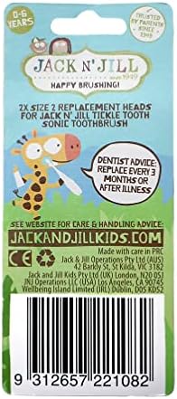 Jack N' Jill Tickle Tooth Sonic Electric Toothbrush Replacement Heads - Gentle Cleaning, Made for Tiny Teeth, LED Inspection Light, Extra Soft Bristles, for Babies & Kids - (1 Pack - Set of 2)