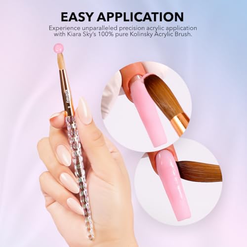 Kiara Sky Acrylic Brush #10 - Clear | 100% Pure Kolinsky | Crystal Cut Handle and Acetone Resistant