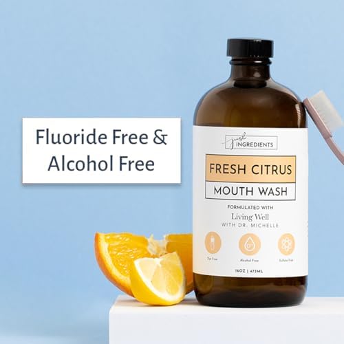 JUST INGREDIENTS Fresh Citrus Remineralizing Mouthwash | Hydroxyapatite & Colloidal Silver Formula | Alcohol-Free, Natural & Organic | Fluoride-Free Mouth Rinse