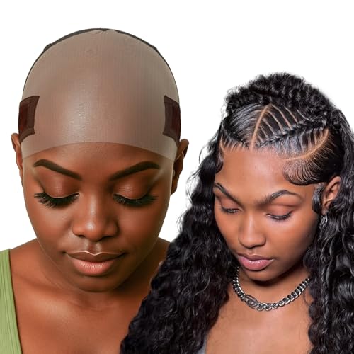 Labhairs Lace-MAX Wig Grip Cap for Women - Non Slip, Adjustable Wig Caps Holds Glueless Wigs Securely in Place, Reusable HD Lace Cap with Headband for Lace Front Wigs, One Size Fits All (Brown)
