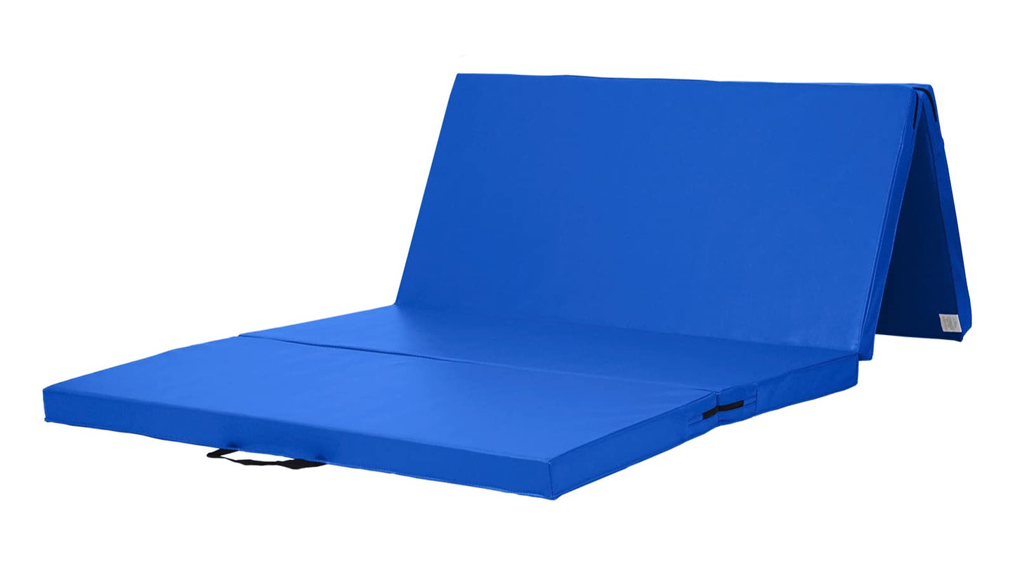 KaRaDaStyle Gymnastics Mat Folding Stretch Mats 71"x39"x2" Exercise Muscle Training Children Play Horizontal Bar Mat Yoga Sports Soundproof Home Use (Blue/4-fold)