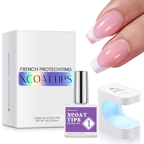 BTArtboxnails Builder Gel for Nails and Portable Nail Lamp Set, XCOATTIPS Protecting Duo