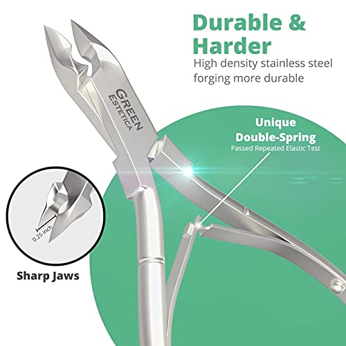Cuticle Trimmer with Cuticle Pusher Professional Stainless Steel Cuticle Cutter Sharp Blades Double Spring Cuticle Nippers for Nail Care (Silver Nipper - Pack of 4)