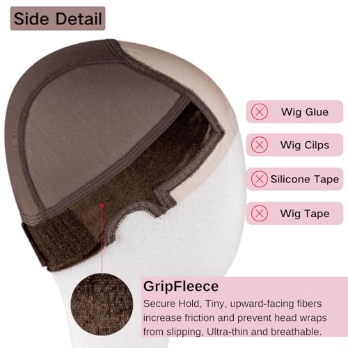 Lace Wig Grip Cap Women: 4x5 Transparent Swiss Lace Front - Non-slip Wig Gripper for Keeping Wigs In Place - Adjustable Elastic Headband with Velcro Medium Size