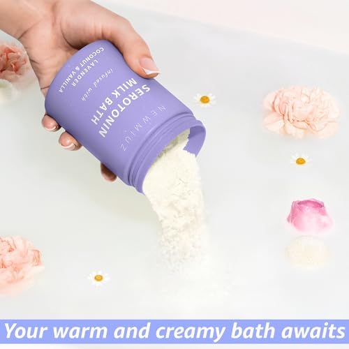 Creamy Coconut Lavender Milk Bath Soak Powder Moisturize Skin Calm Vanilla Luxury Spa Salt Destress Relaxation Gift for Women Perfect Stocking Stuffer