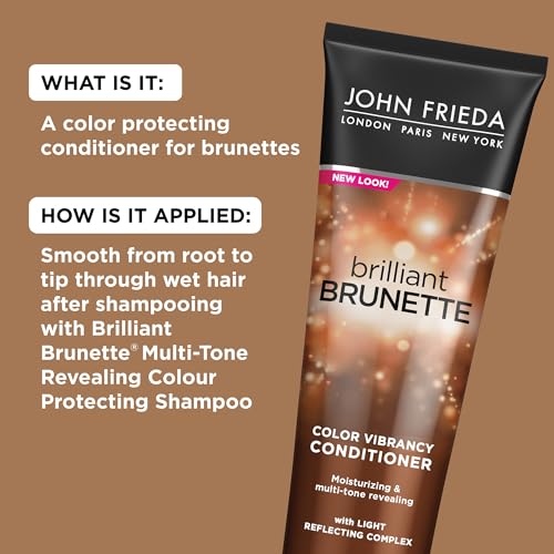 John Frieda Brilliant Brunette, Color Boosting Conditioner, Enhances and Protects Multi-Dimensional Tones, With Sweet Almond Oil to Rehydrate and Replenish Dry Hair, 8.45 Oz, Pack of 2