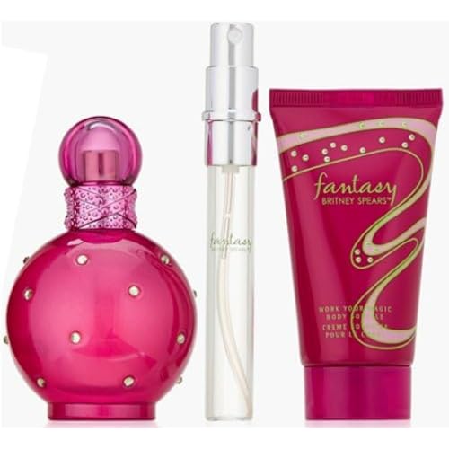 Britney Spears Fantasy Women's Fragrance 3 Piece Gift Set, 1.0 oz Eau de Parfum Spray, 1.7 oz Body Souffle, and 0.33 oz Eau de Parfum Spray Pen