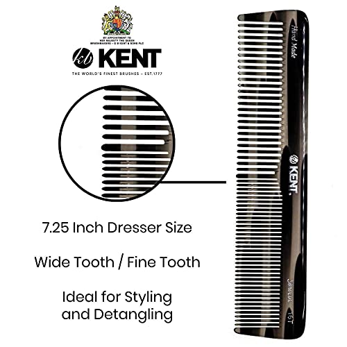 Kent 16T-16TG Fine Tooth and Wide Tooth Comb for Daily Grooming, Handmade Styling Comb for All Hair Types, Styling and Detangling Combs for Men and Women