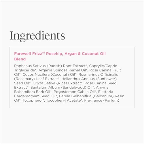 Briogeo Farewell Frizz Rosehip, Argan & Coconut Oil Blend, Argan Oil for Dry Hair, Anti-Frizz, Restore Shine to Dull Hair and Seal Cuticles, Vegan, Cruelty-Free, 1 fl oz